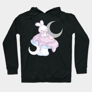 Bunny Eating a Giant Purple Mushroom Cake Hoodie